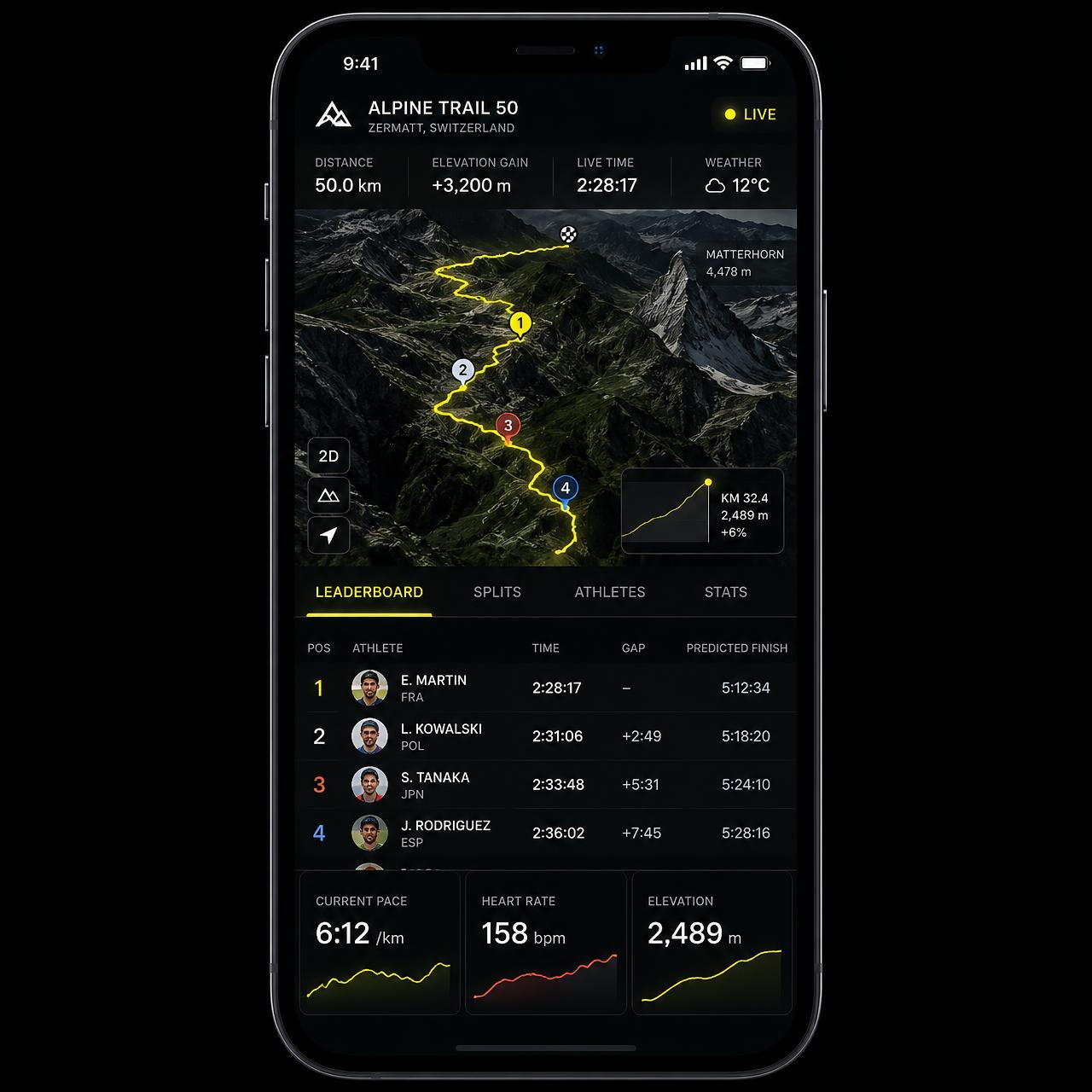 RaceIQ app with live map and leaderboard